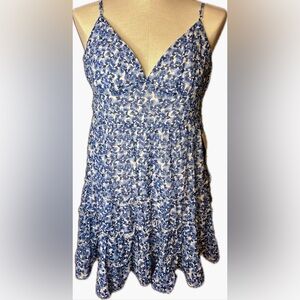 ✨NWT B Darlin Teen Girl 13/14 Day Blue Floral Spaghetti Strap Sundress w/Ruffles